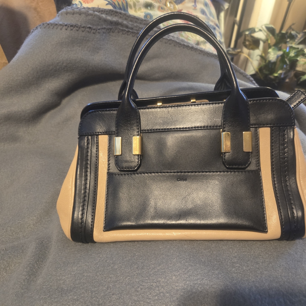 Chloe Black and Tan Leather Satchel